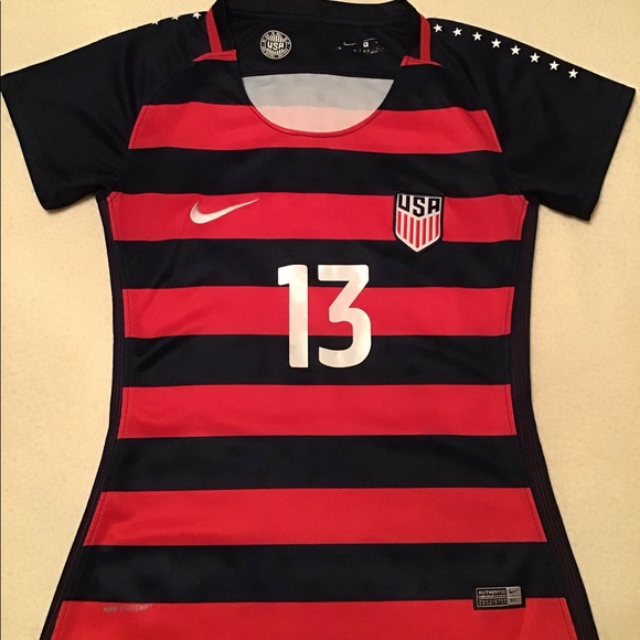 Nike Tops - Nike Red Blue Striped # 13 Morgan Authentic TShirt
